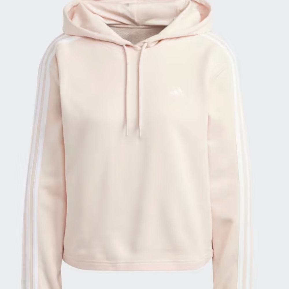 Adidas 3 Stripe Cropped Hoodie